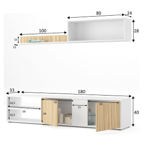 Mobile soggiorno tv Ecco 180x33x40h