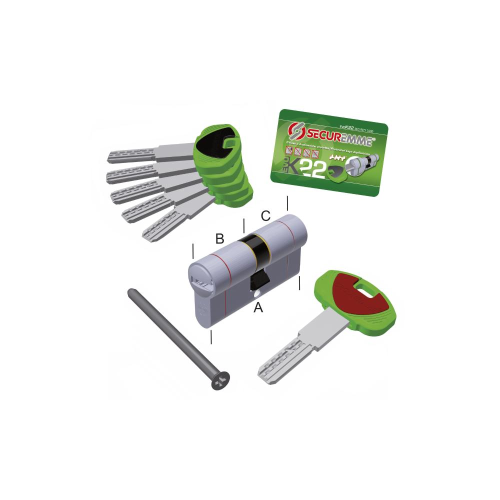 Doppio cilindro cromo sat EvoK22 CHIAVE 35 - CHIAVE 50 mm 1+5 chiavi 0K22