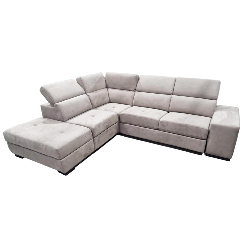 Divano ad angolo estraibile con contenitore con pouf