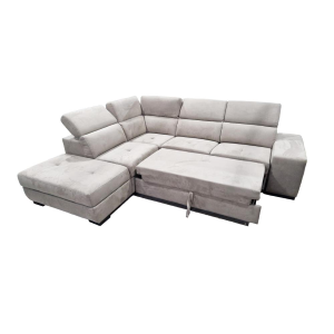 Divano ad angolo estraibile con contenitore con pouf