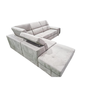 Divano ad angolo estraibile con contenitore con pouf