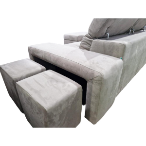 Divano ad angolo estraibile con contenitore con pouf