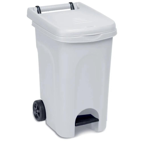 Pattumiera con ruote e pedale 60 LT Bianca