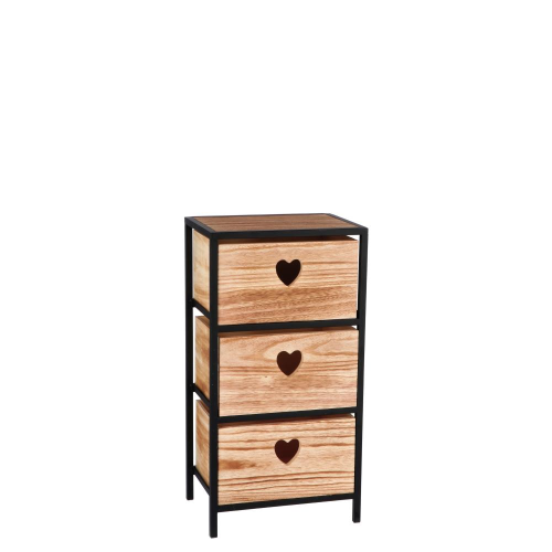 Mobiletto in legno e ferro con 3 cassetti