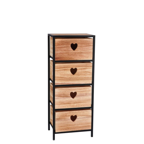 Mobiletto in legno e ferro con 4 cassetti