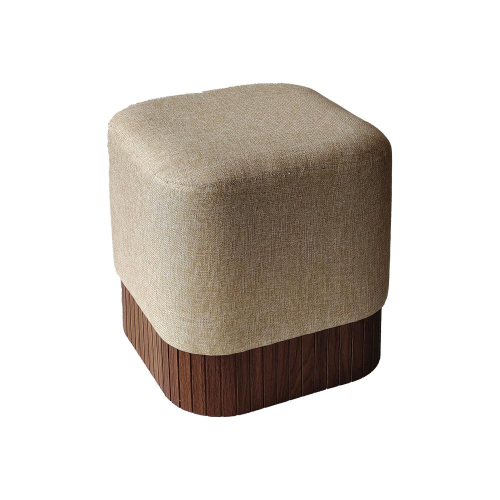 Pouf in tessuto Alther con base in mdf-beige