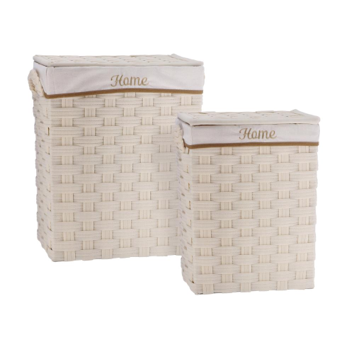 Portabiancheria rettangolare tessuto Karen Crema H50