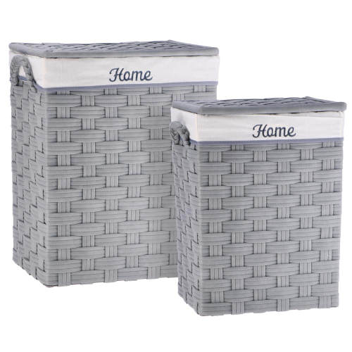 Portabiancheria rettangolare tessuto Karen Grigio H56