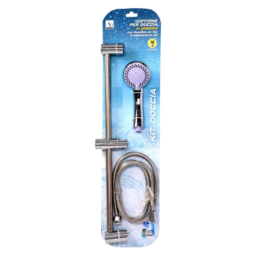 Soffione doccia plastica con flessibile saliscendi