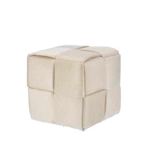 Pouf In Velluto Beige Cm37X37Xh37