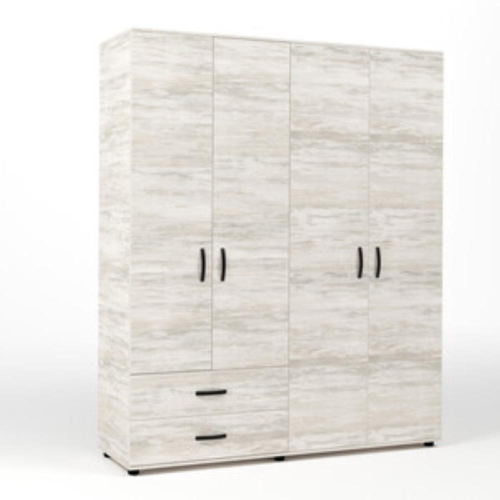 Kit Armadio 4 Ante + 2 Cassetti 160X52X205 Cm Bianco Ven.K083