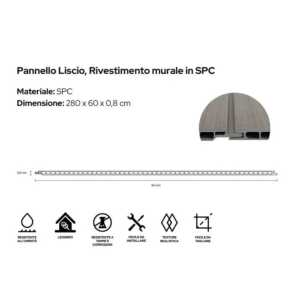 Pannello Murale Liscio in SPC cm.280x60x0.8