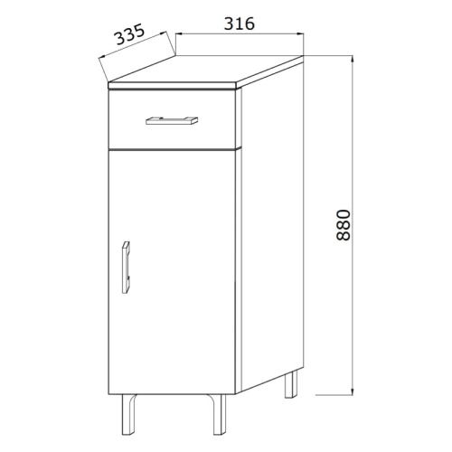 Base 1 anta 1 cassetto rovere ghiaccio