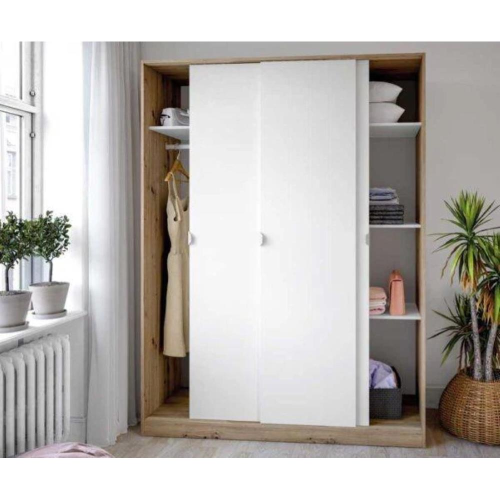 Armadio 3 Ante Scorrevoli 150x50x200h Bianco Artik/Rovere Canadian