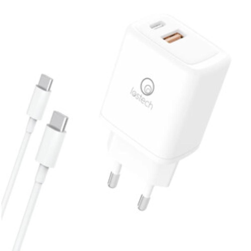 Caricatore rapido 30w 2 prese+cavo usb-c / usb-c