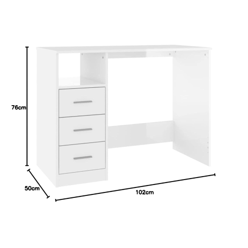 Scrivania dink bianca 3 cassetti 120x48xh75