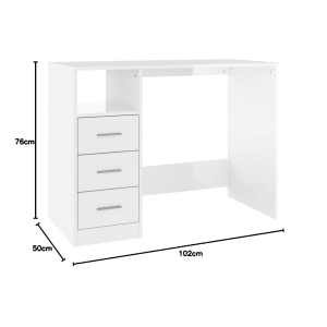 Scrivania dink bianca 3 cassetti 120x48xh75