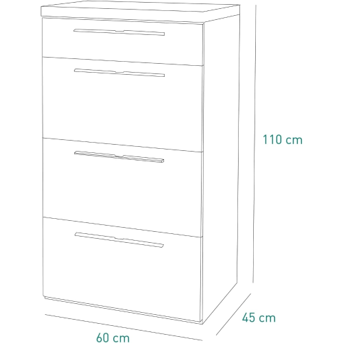 Cassettiera 3+1 cass. cm60xp45h110,8 bia/rov