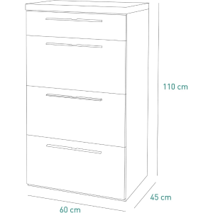 Cassettiera 3+1 cass. cm60xp45h110,8 bia/rov