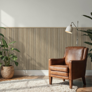 Pannello Murale in PVC Doghe in Legno cm 120x30x0,95 Bianco Frassino