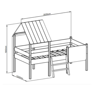 Letto a castello singolo Mint in legno massiccio con lavagnetta verde cachi e pino