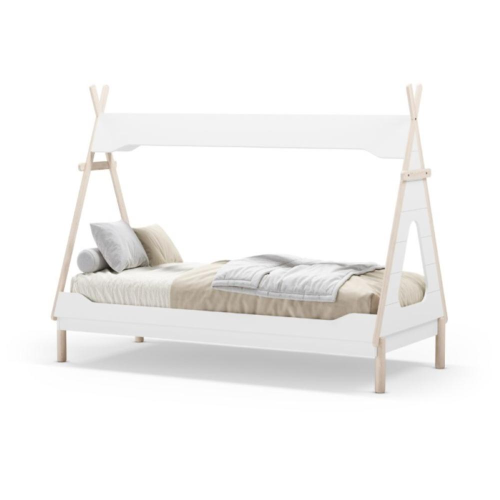 Letto a capanna Nora in legno massiccio colore bianco