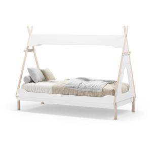 Letto a capanna Nora in legno massiccio colore bianco