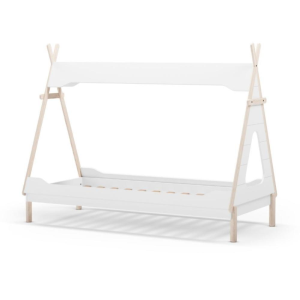 Letto a capanna Nora in legno massiccio colore bianco