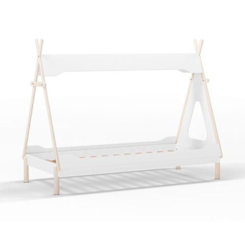 Letto a capanna Nora in legno massiccio colore bianco