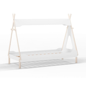 Letto a capanna Nora in legno massiccio colore bianco