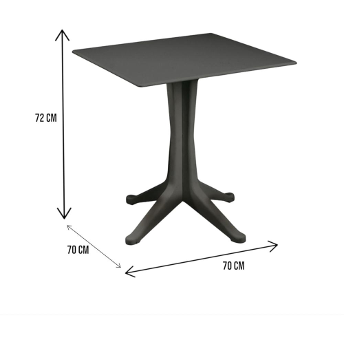 Tavolo Bar Ponente antracite 70x70