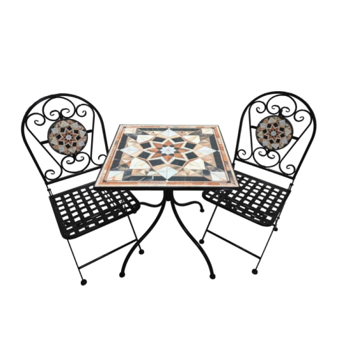 Set 3 pz da esterno in ferro ceramica