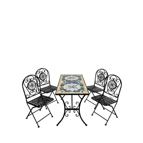 Set 5 pz da esterno in ferro e ceramica 120x60