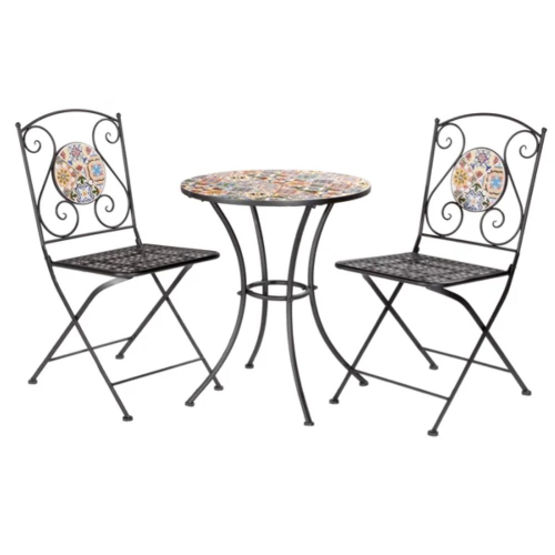 Set Tavolo + 2 Sedie mosaico mod. flower design 