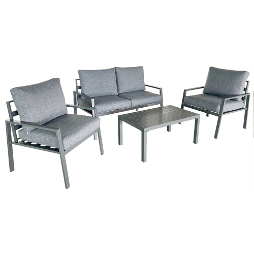 Set Divani Revy 4 Pezzi Antracite Grigio Chiaro