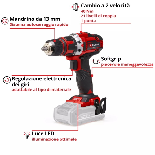 Trapano avvitatore a batt TE-CD 18/40
