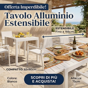 Tavolo alluminio Doppio Cm 83 - 166X80X75H Bianco