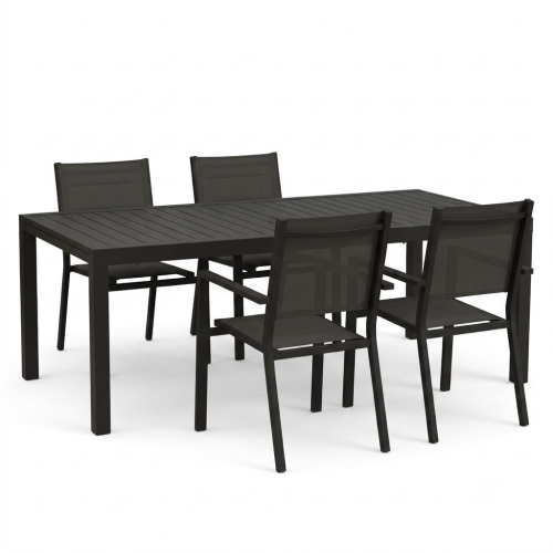 Set Ever Tavolo 160-240 cm + 4 Poltrone Antracite