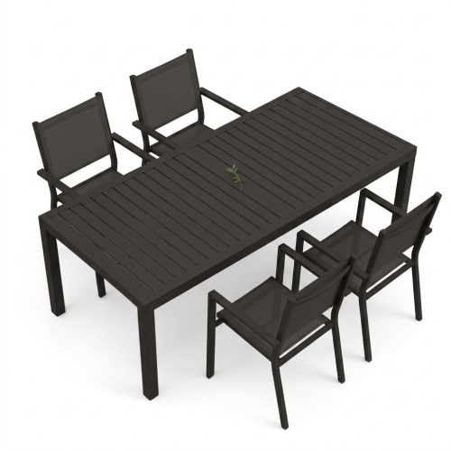 Set Ever Tavolo 160-240 cm + 4 Poltrone Antracite