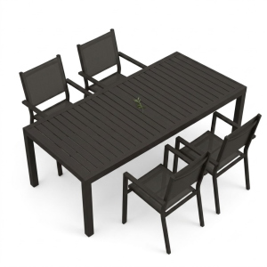 Set Ever Tavolo 160-240 cm + 4 Poltrone Antracite