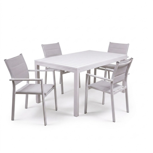 Set Ever Tavolo 160-240 cm + 4 Poltrone Bianco