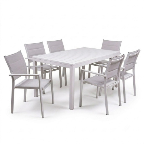 Set Ever Tavolo 200-300 cm + 6 Poltrone Bianco