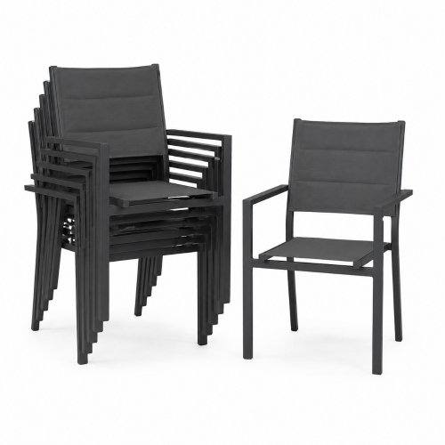 Set 6 Sedia poltrona con braccioli Alluminio Cm 62X56X87H Antracite