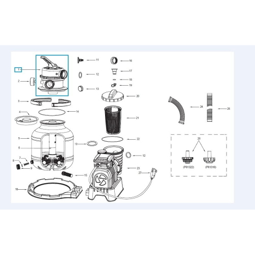 Valvola di controllo per filtro a sabbia P04853Q1 3785/5678 l/h P04853