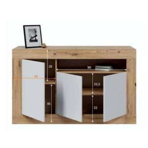 MADIA 3 ANTE 144X42X87 CM BIANCO ROVERE