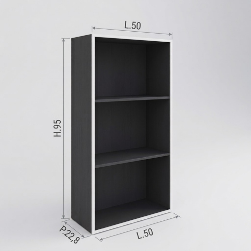 Libreria 3 ripiani L.50 P.22,8 H.95 cm Ardesia