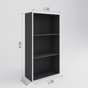 Libreria 3 ripiani L.50 P.22,8 H.95 cm Ardesia