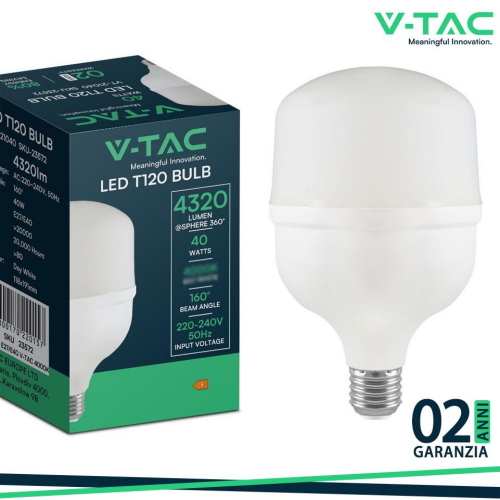Lampadina 40w e27 t120 6500k   con adattatore e40