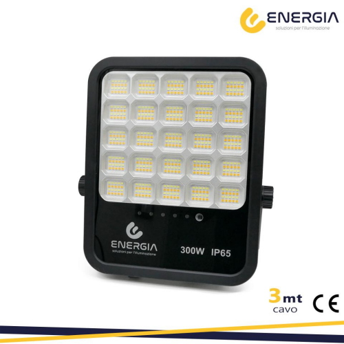Proiettore solare 300w cct (3000-6400k) 3300lm pann.25w