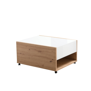 Tavolino 2 Cassetti Goteborg Rovere Anticato - Vetro
